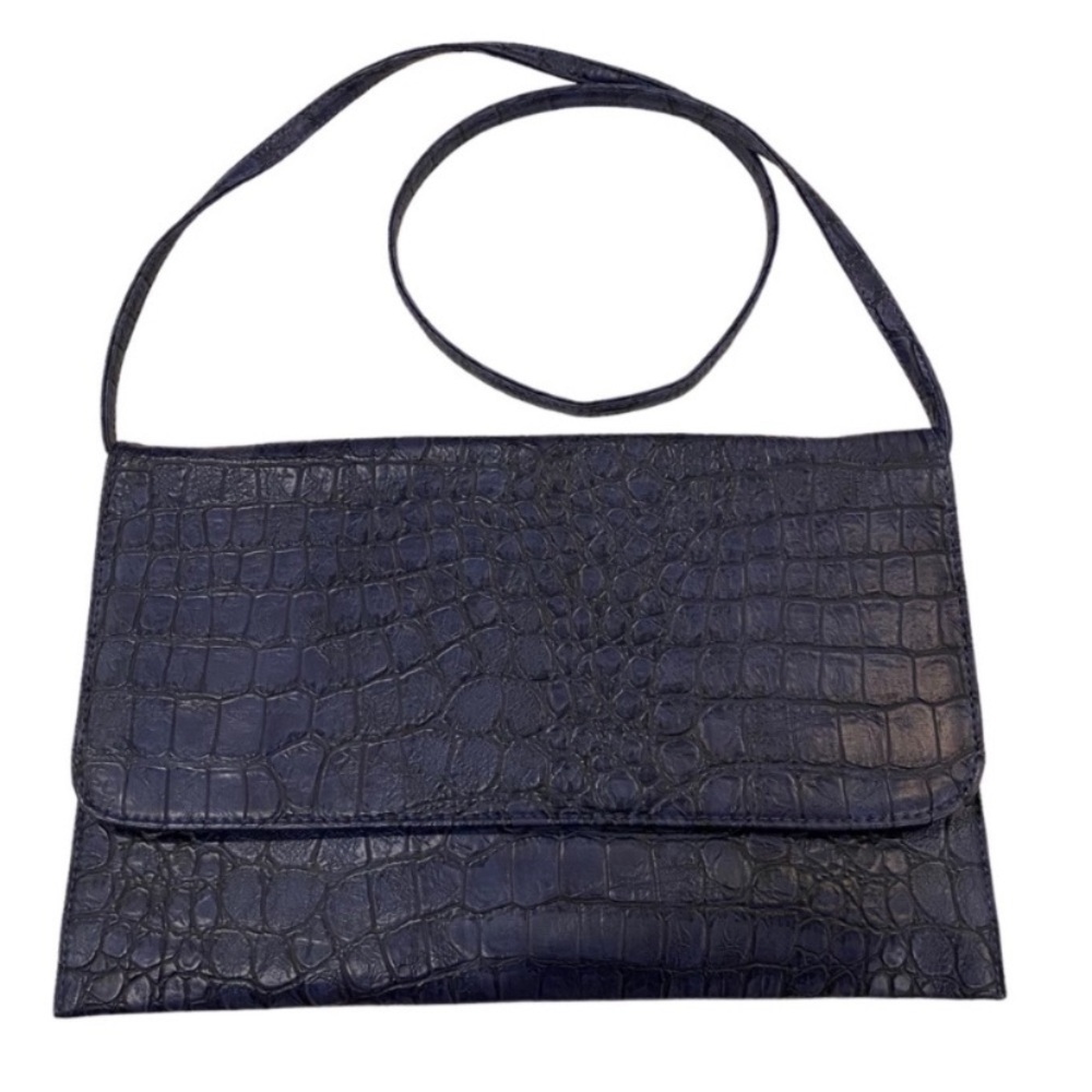 Leather Envelope Bag Croc Detail Leather Crossbody Laptop Bag By Orange Caramel - Picture 3 of 8